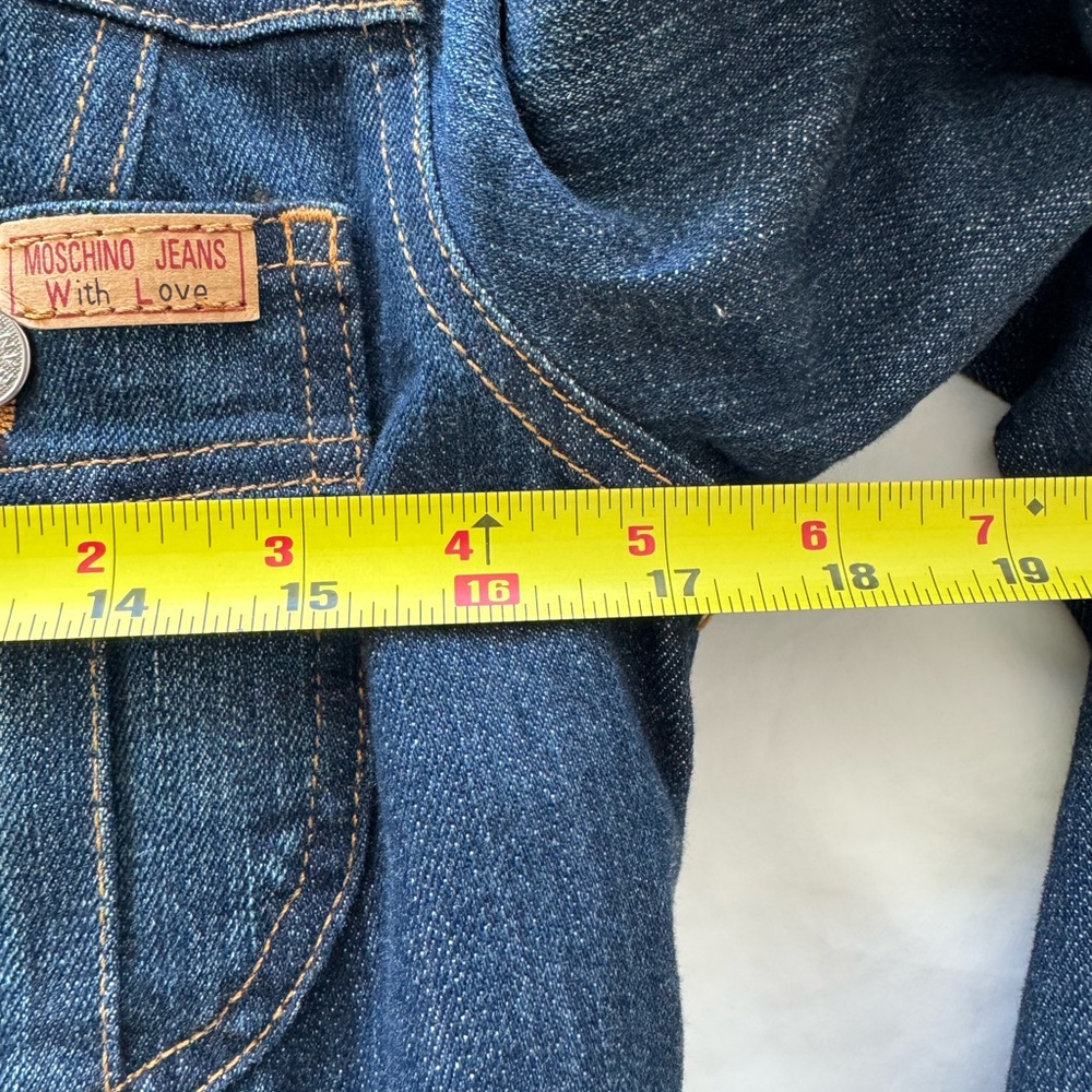LOW START!! Moschino Jeans Blue Denim Jacket with Shirt Collar - Picture 11 of 12